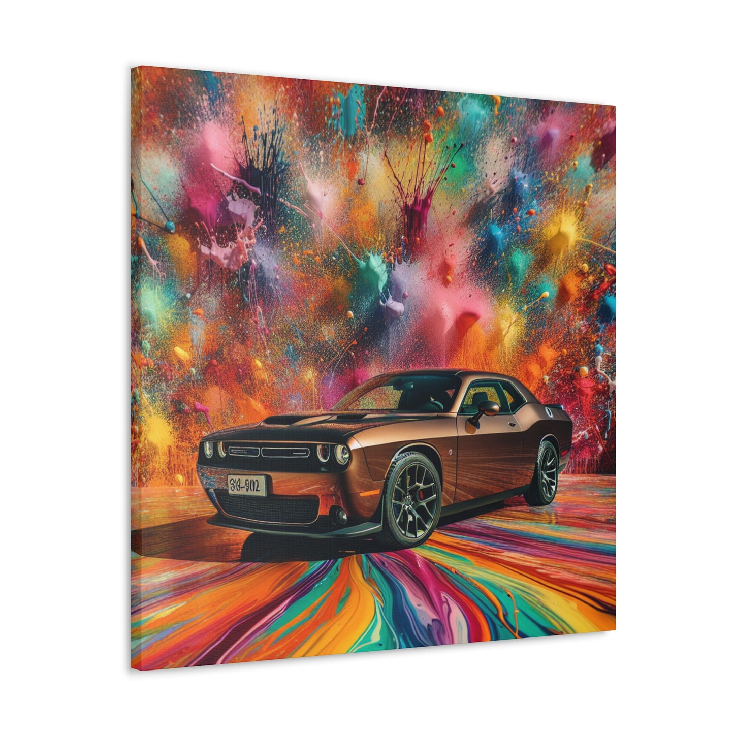 Dodge Challenger Wall Art, Car Themed Canva Painting, Perfect for Man Cave, Automotive Decor, Unique Gift for Car Lovers and Enthusiasts