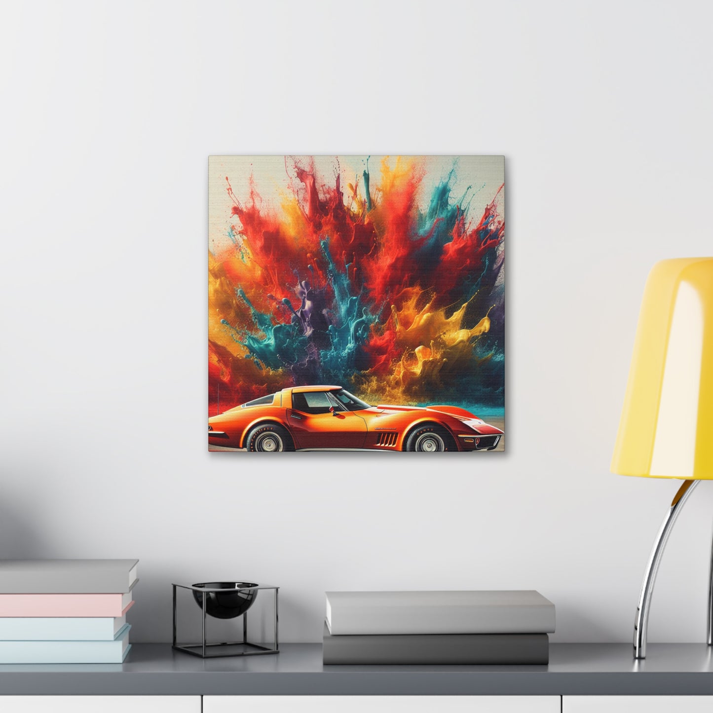 Chevrolet Corvette Canva Painting - Luxury Car Art, Wall Decor - Gift for Car Enthusiast, Perfect for Man Cave or Garage