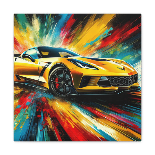 Chevrolet Corvette Artwork Canva Painting - Vintage Car Wall Decor - Enthusiast's Gift - Auto Art - Classic Corvette Car - High Quality Print