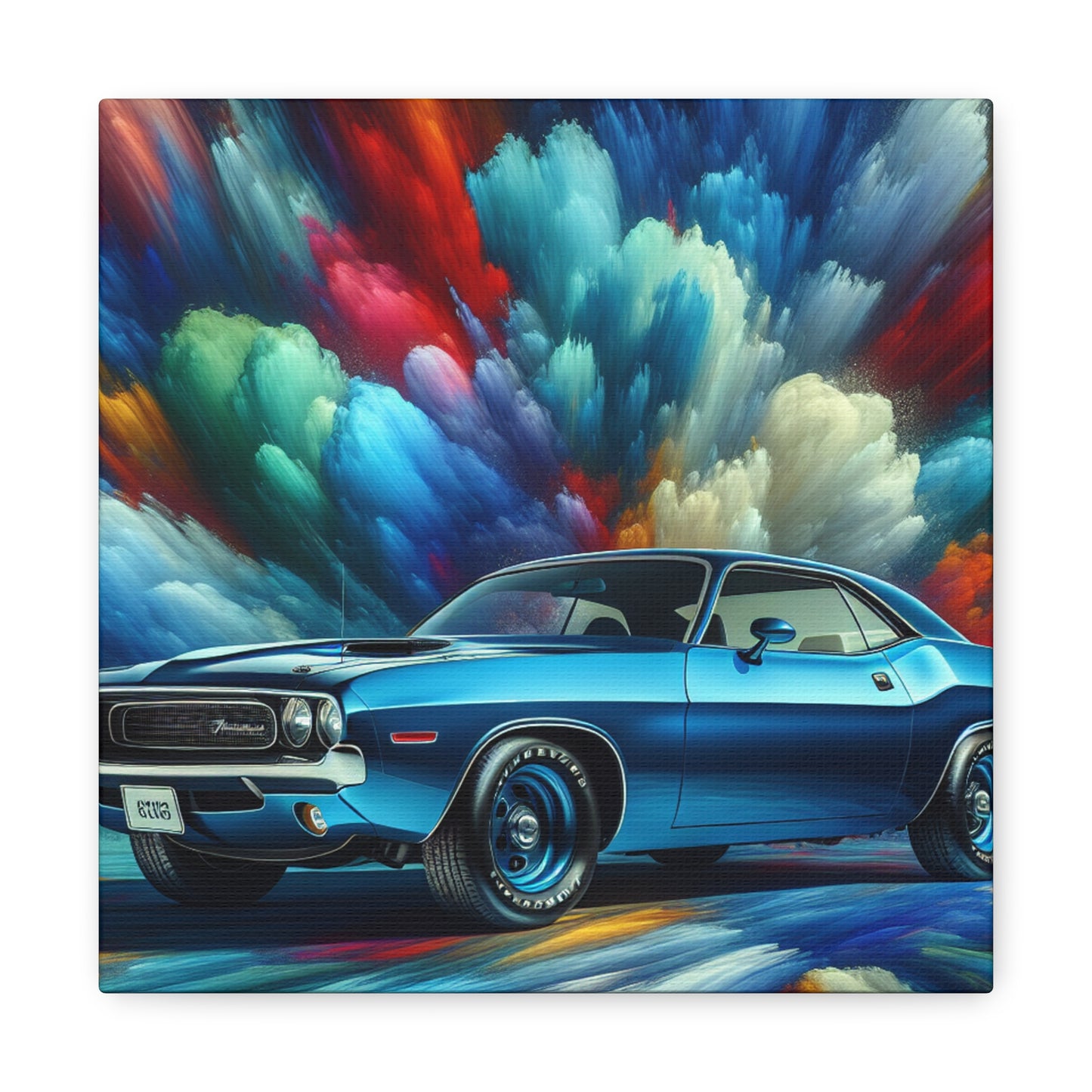 Dodge Challenger Wall Art, Car Themed Home Decor, High Quality Canva Painting, Classic Car Enthusiast Gift, Modern Garage Artwork