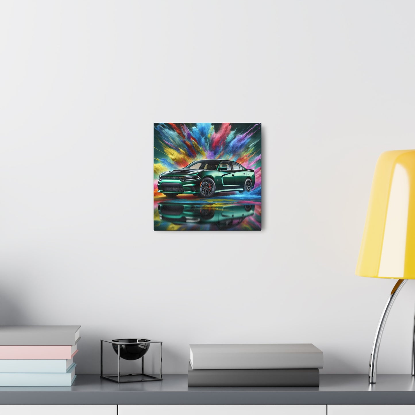 Vintage Dodge Charger Car Canva Painting - Classic Automobile Wall Art for Garage, Car Enthusiast Gift, Home Decor