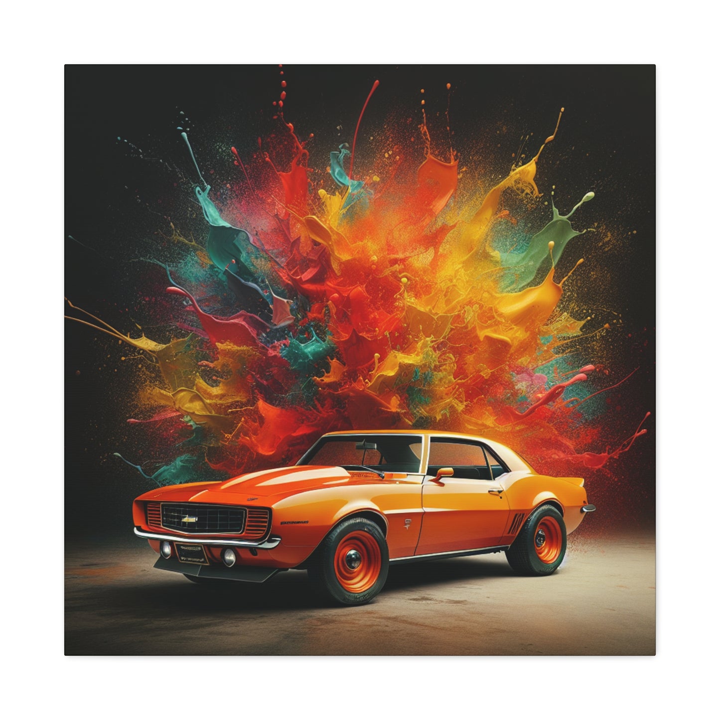 Chevrolet Camaro Canva Painting - Classic Car Wall Art, American Muscle Car Decor, High-Quality Giclee Print, Gift for Car Enthusiast