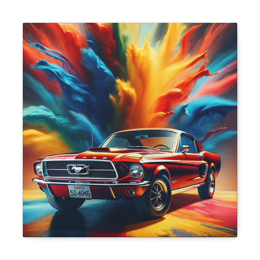 Ford Mustang Wall Decor Art - Classic Car Canva Painting - Modern Canvas Prints For Living Room, Bedroom, Man Cave, Car Enthusiasts