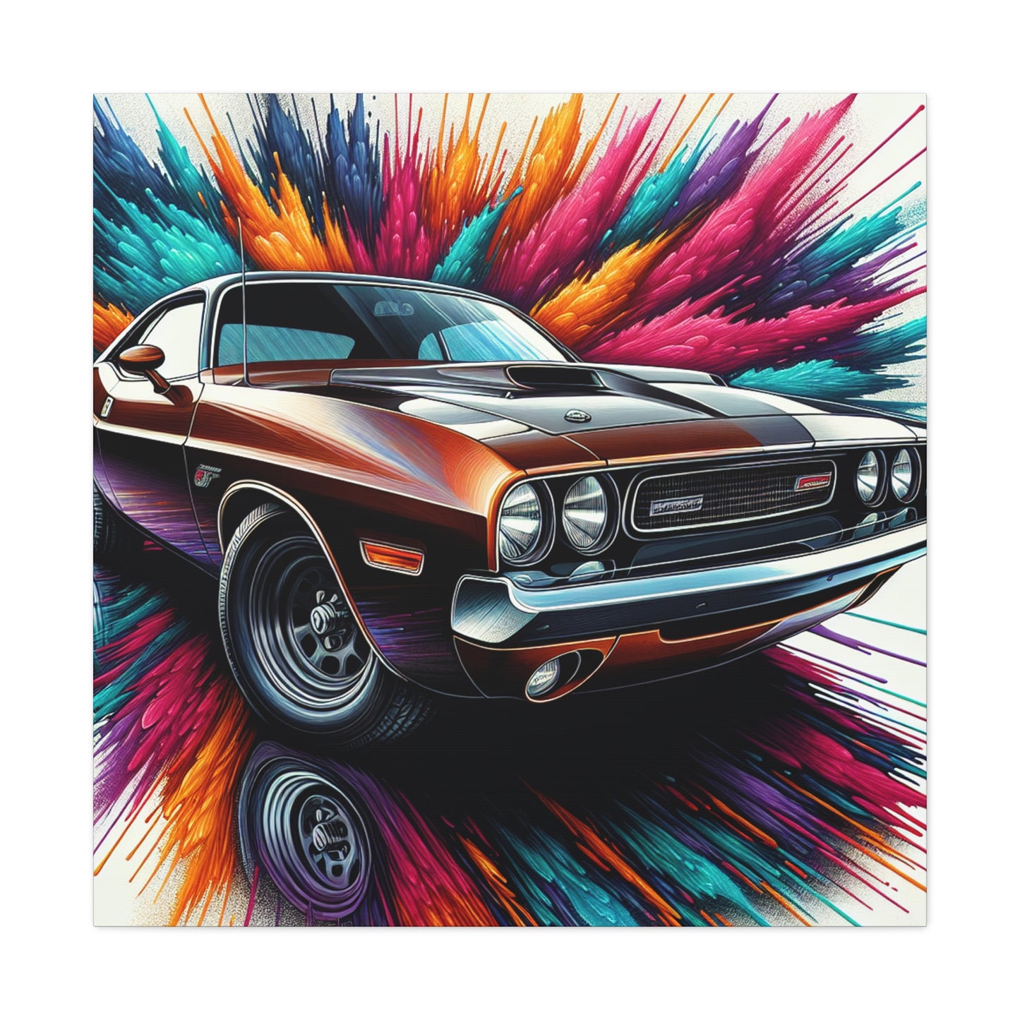 Dodge Challenger Wall Art - Handmade Canva Painting - Race Car Decor - Automotive Gifts for Men - Unique Home and Office Decoration