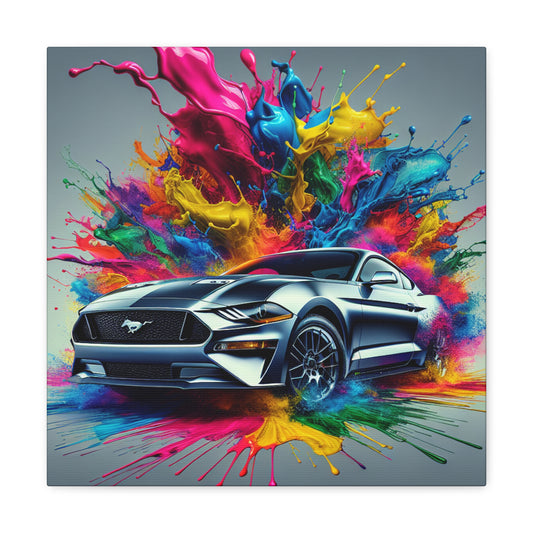 Vintage Ford Mustang Wall Art - Handmade Canva Painting for Car Lovers and Home Décor - Unique Gift Idea for Men