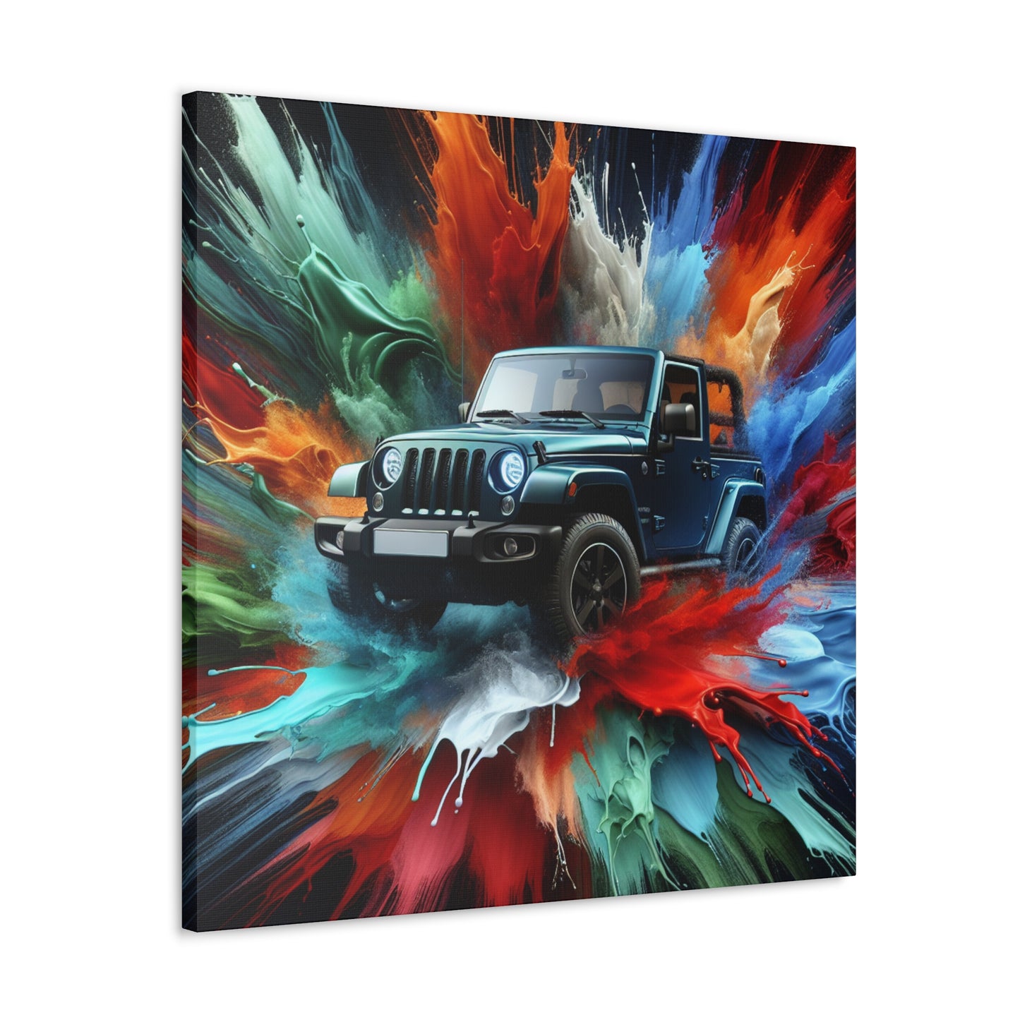 Jeep Wrangler Wall Art - Canva Painting, Car Artwork, Off-Road Vehicle Decor, Vintage Style Gift for Jeep Enthusiasts and Home Decoration