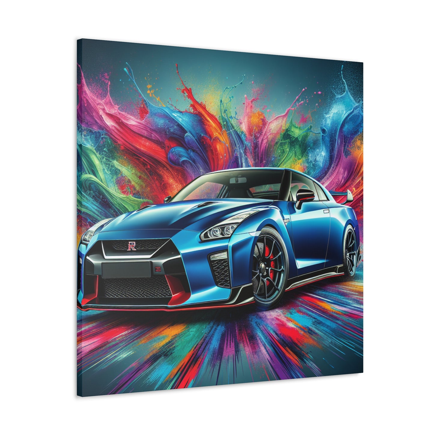 Nissan GT-R Car Wall Art Canva - Sports Car Lovers Decor, Hand Painted Modern Painting, Perfect Gift for Car Aficionados