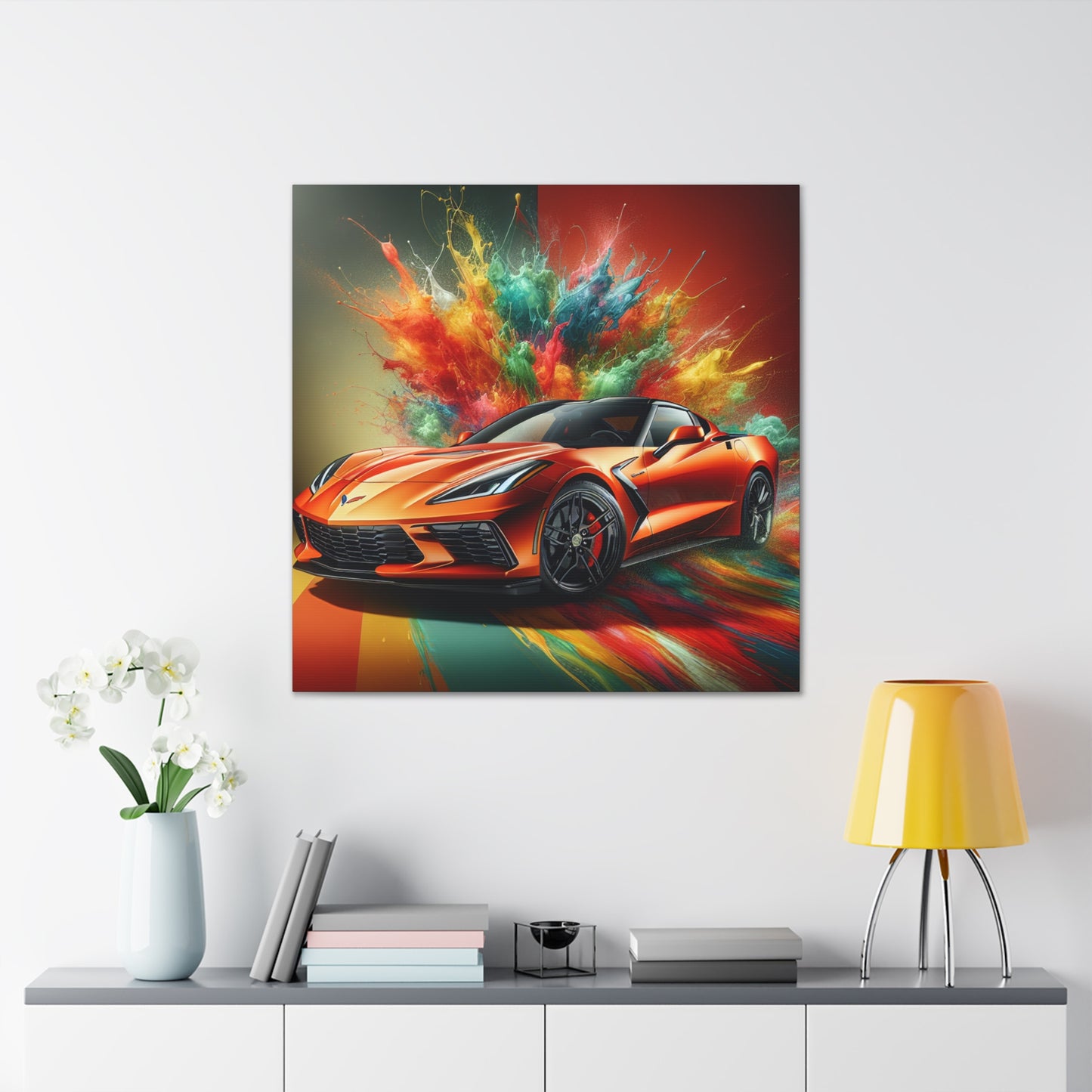 Chevrolet Corvette Wall Art, Large Canvas Print, Luxury Car Painting, Home and Office Décor, Perfect Gift for Car Lovers