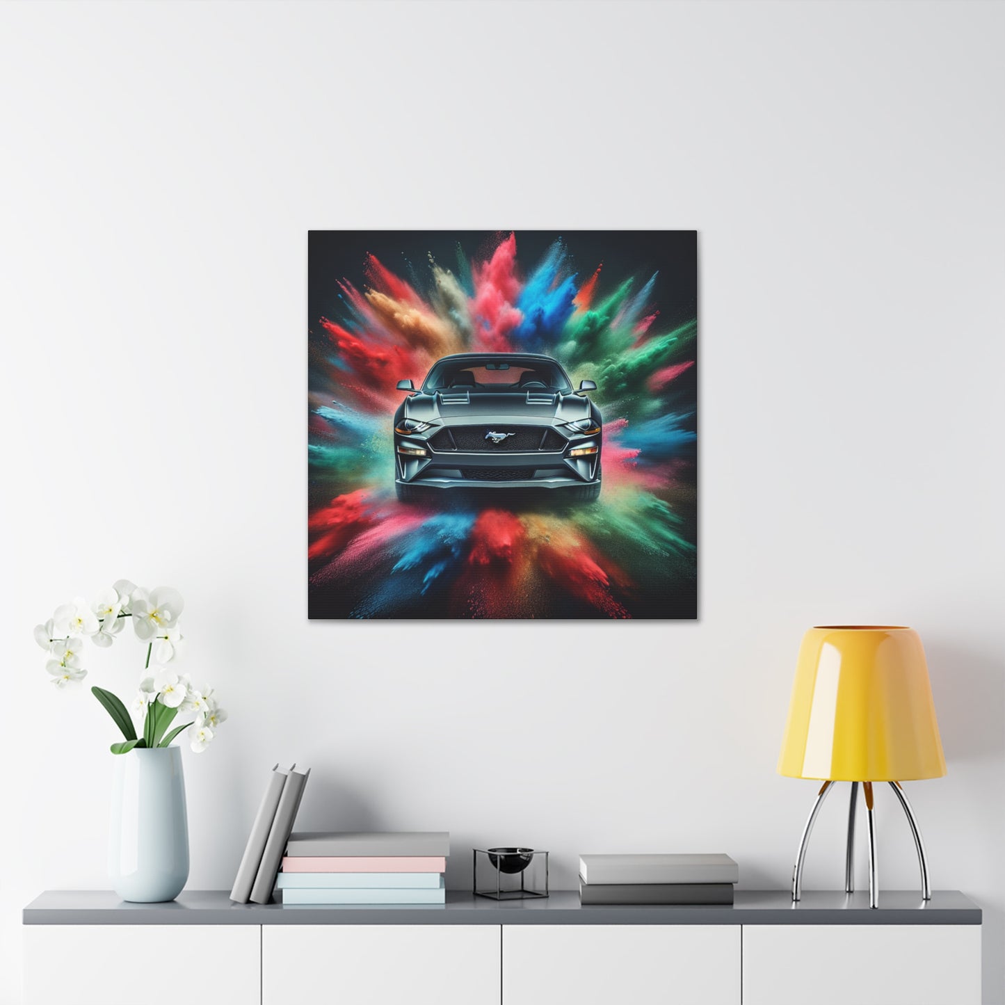 Ford Mustang Vintage Artwork - Handmade Canvas Painting, Wall Decor, Classic Car Lover Gift Idea, Home and Office Decoration Piece