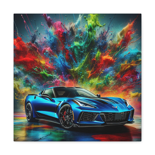 Chevrolet Corvette Canva Painting - Classic Car Wall Art - Vintage Vehicle Home Decor - Retro Auto Enthusiast Gift - Automotive Fine Art