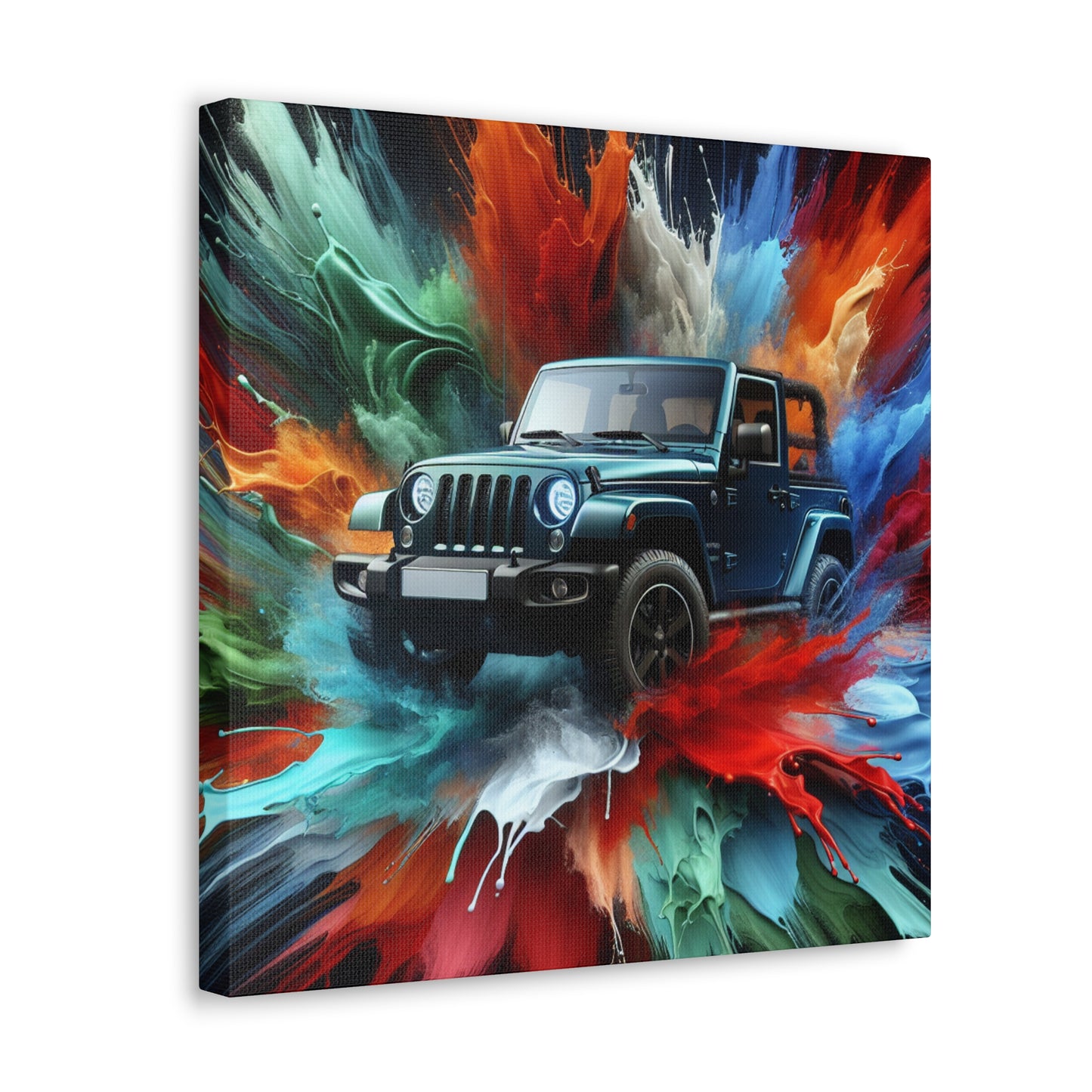 Jeep Wrangler Wall Art - Canva Painting, Car Artwork, Off-Road Vehicle Decor, Vintage Style Gift for Jeep Enthusiasts and Home Decoration