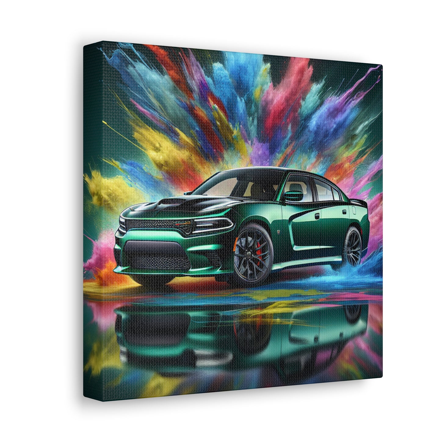 Vintage Dodge Charger Car Canva Painting - Classic Automobile Wall Art for Garage, Car Enthusiast Gift, Home Decor