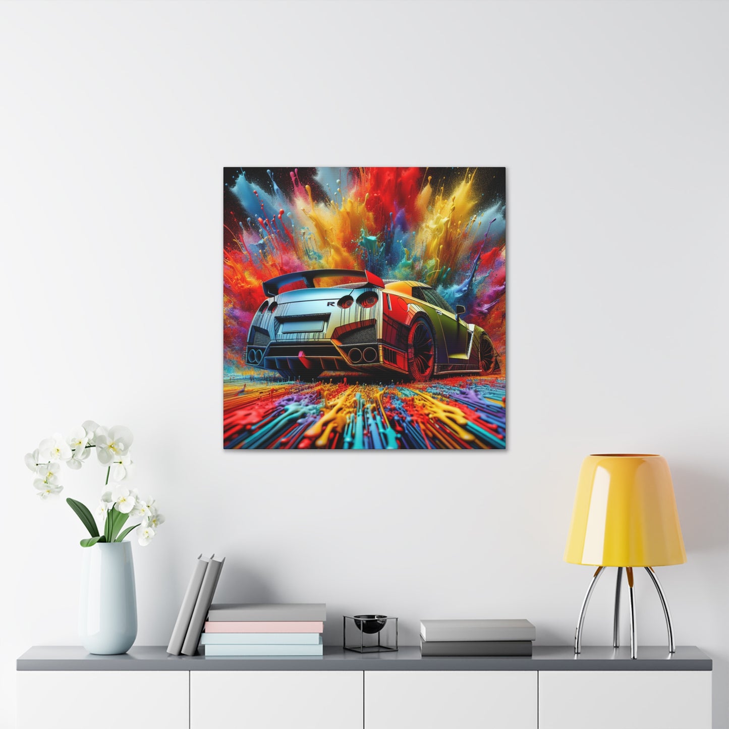 Nissan GT-R Canva Painting, Exquisite Wall Decor, Car Enthusiast Gift, Automotive Art, Racing Theme Room, Handmade GT-R Canva Print