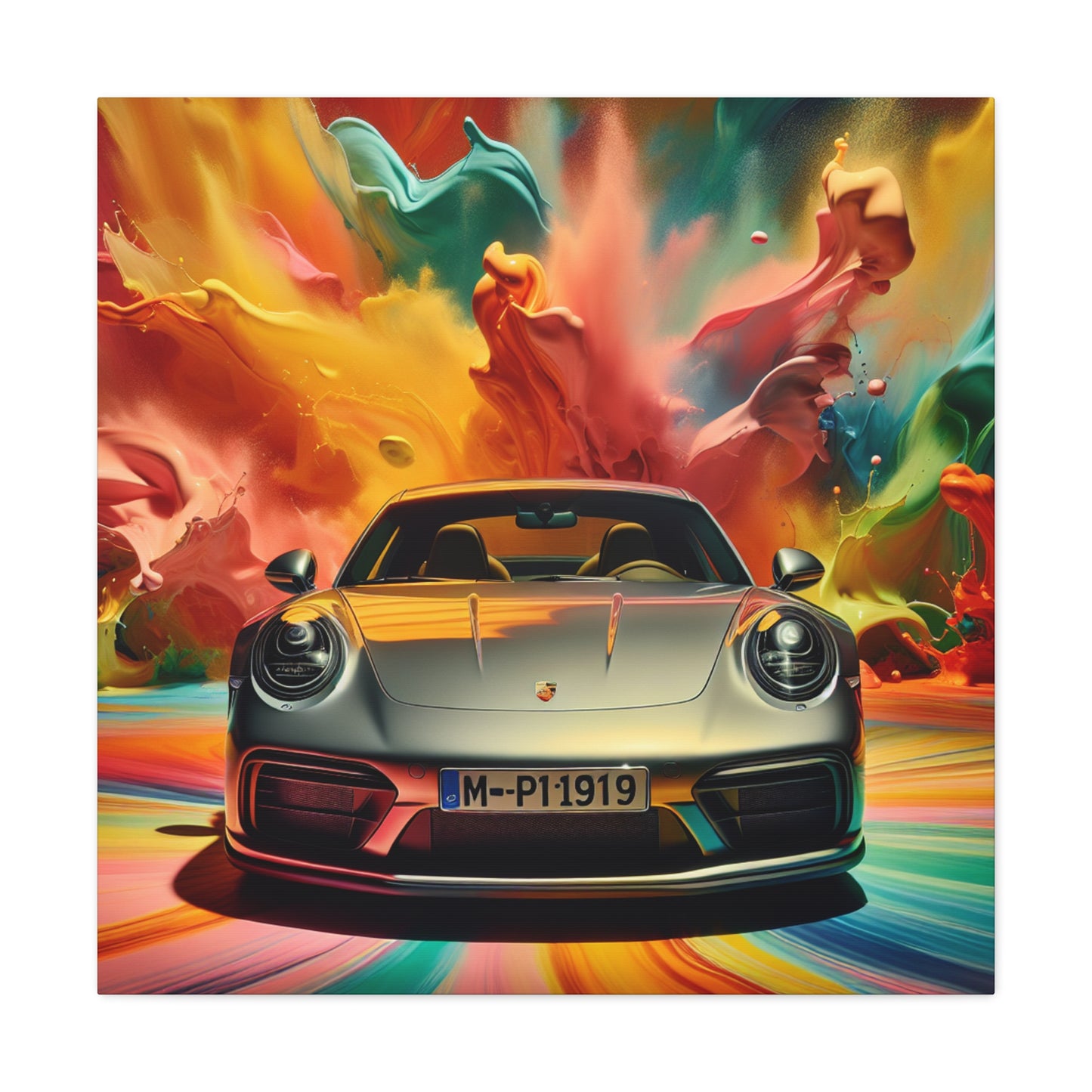 Porsche 911 Canva Painting, Sports Car Wall Art, Luxury Garage Decor, Auto Enthusiast Gift, Home Decoration, High Quality Print