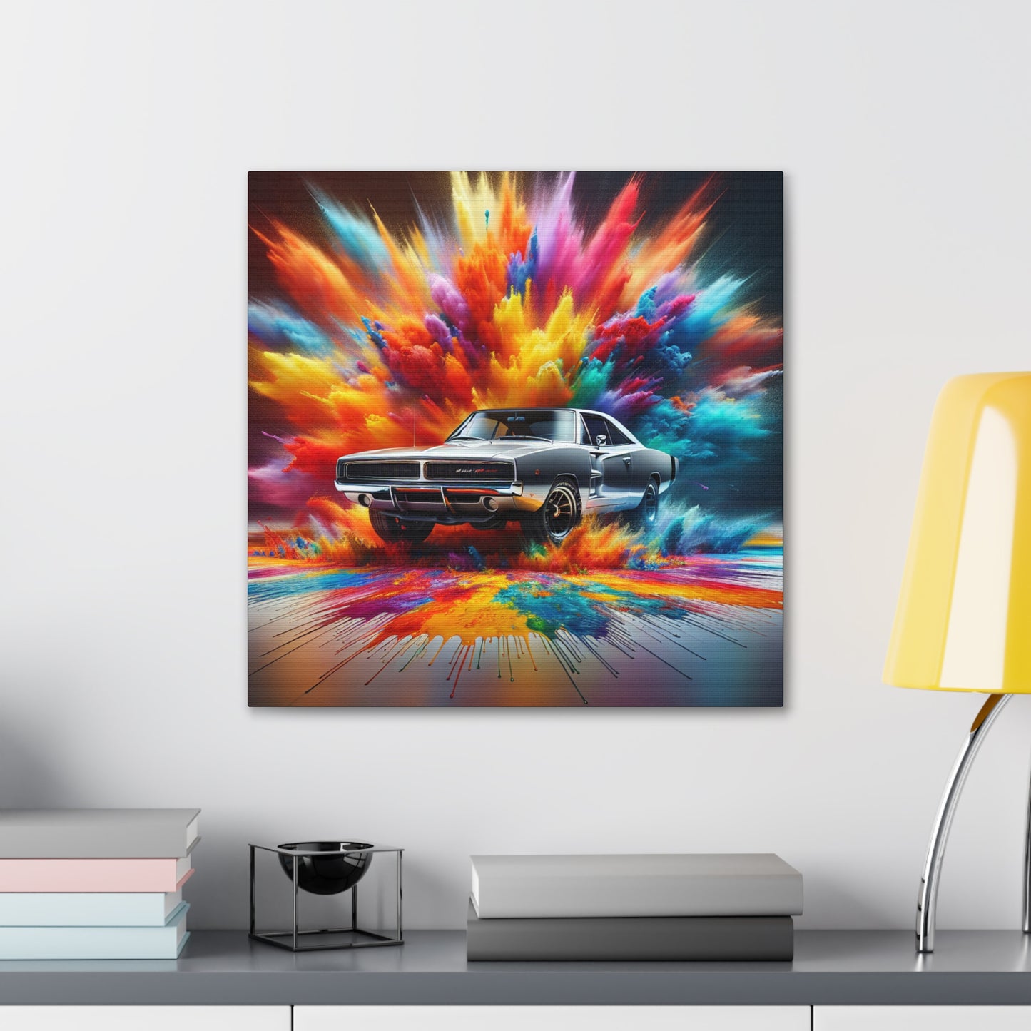 Vintage Dodge Charger Wall Art, High-Quality Car Canva Painting, Perfect for Garage Decor and Car Enthusiast Gifts