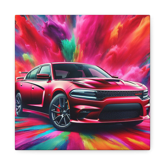 Dodge Charger Artwork - Vintage Car Canva Painting, Luxury Automobile Wall Decor, Ideal for Man Cave and Automotive Enthusiasts