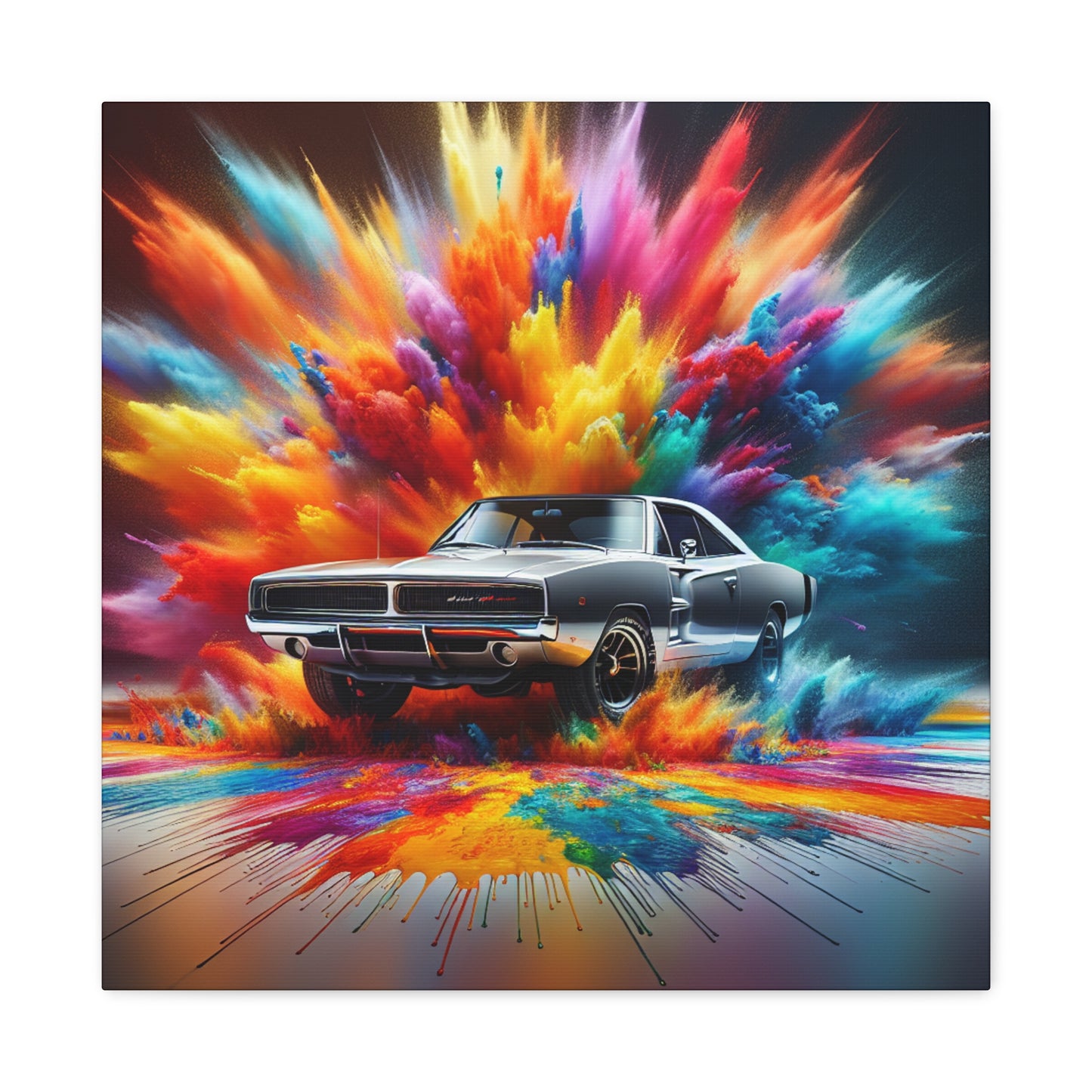 Vintage Dodge Charger Wall Art, High-Quality Car Canva Painting, Perfect for Garage Decor and Car Enthusiast Gifts