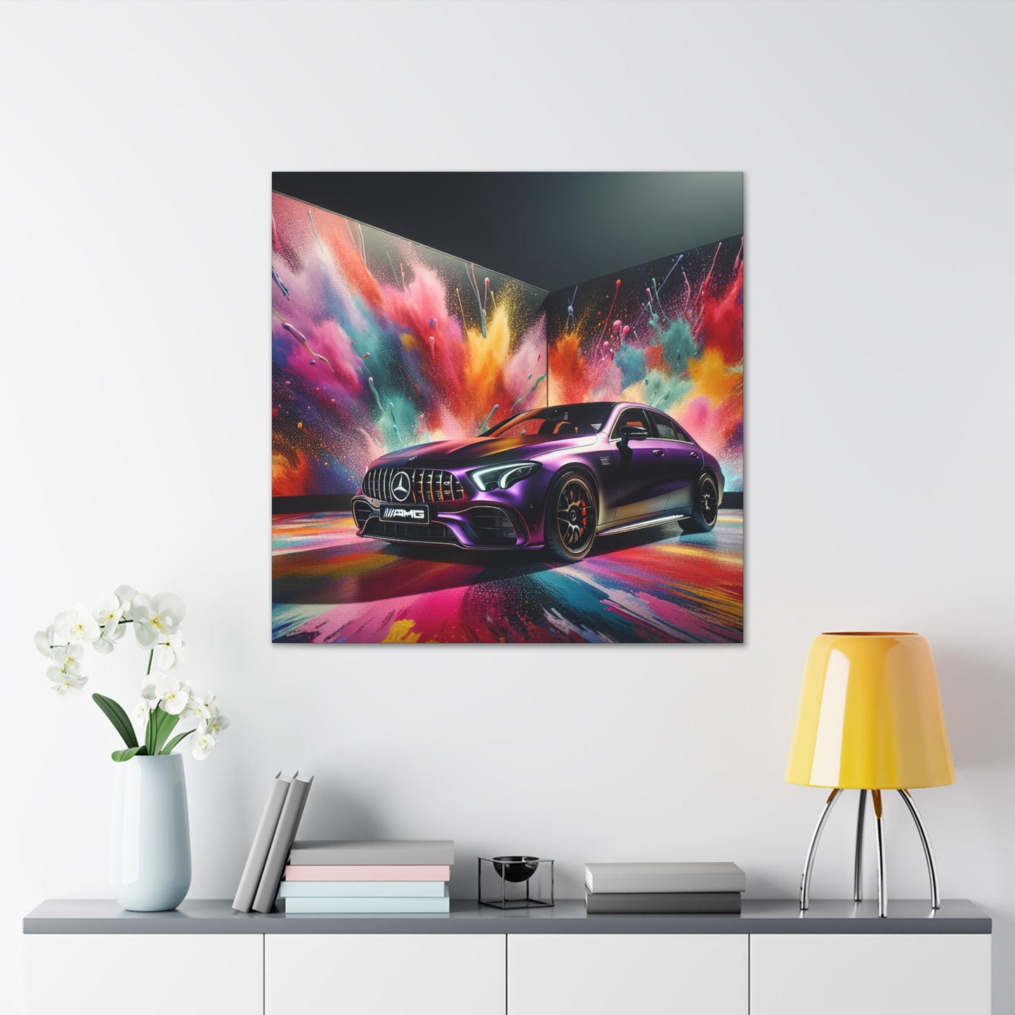 Mercedes AMG Wall Art, Handcrafted Canva Painting - Perfect for Auto Enthusiast, Car Decor, Man Cave, Home Office