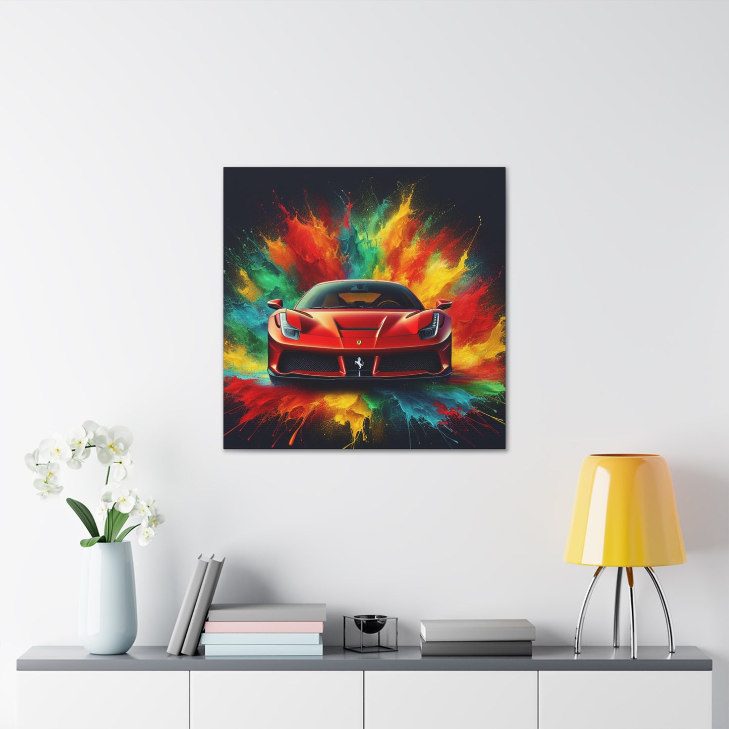 Ferrari Luxury Car Wall Art, Handmade Canvas Painting, Modern Home Decor, Unique Gift for Car Enthusiasts, Fine Art for Office and Garage