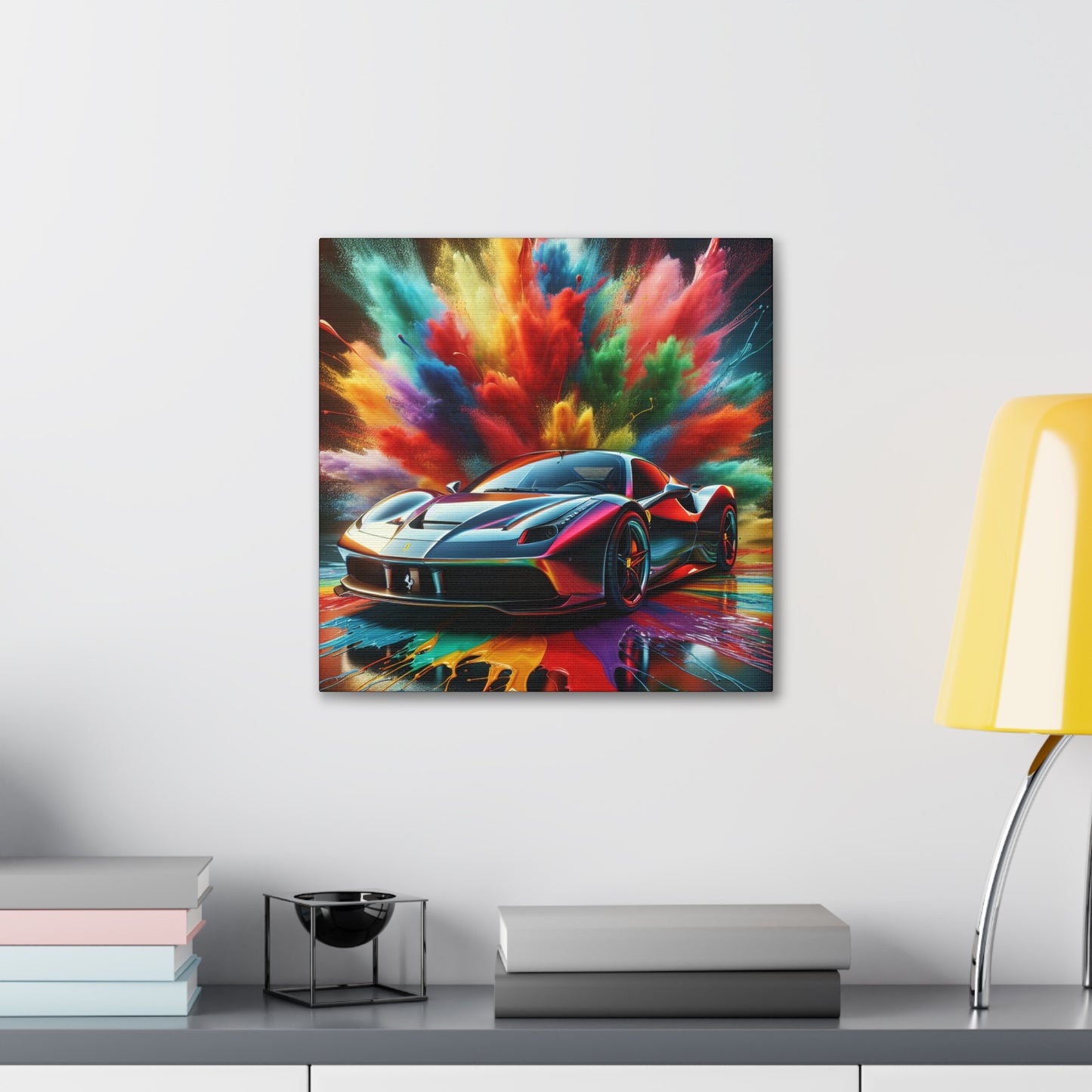 Ferrari Luxury Car Wall Art Canva Painting - Handmade Contemporary Home Decor for Men, Car Lovers and Collectors - Limited Edition Print