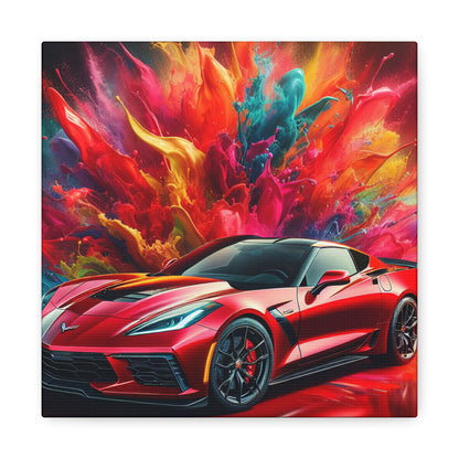 Chevrolet Corvette Canva Painting - Handmade Wall Art, Unique Car Themed Decor, Perfect Gift for Car Enthusiasts and Collectors