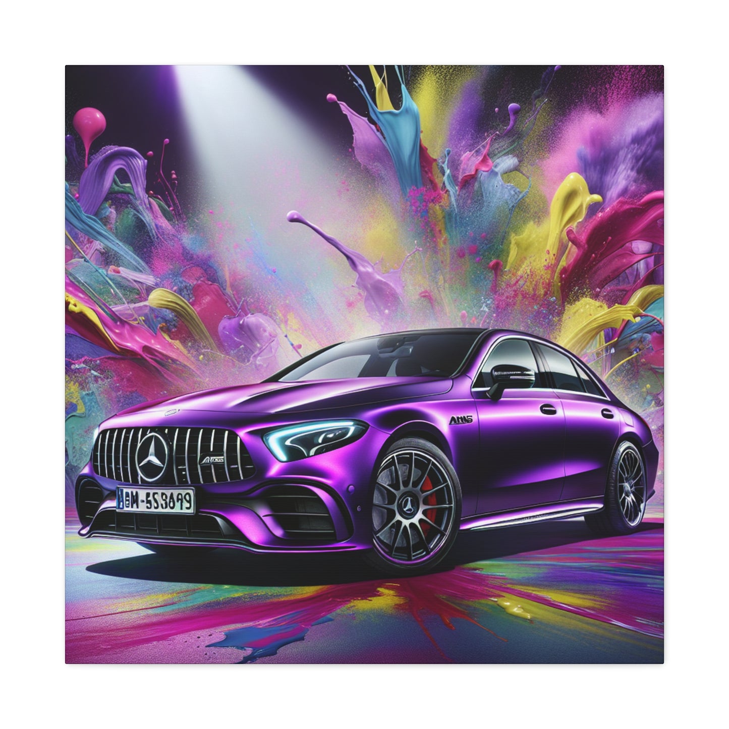 Mercedes AMG Luxury Sportscar Wall Art - Handmade Canvas Painting for Car Lovers, Automotive Decor, Exclusive Garage Artwork