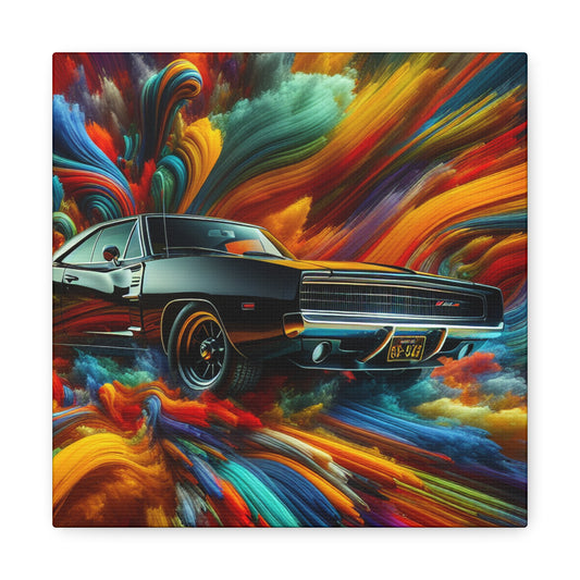 Premium Dodge Charger Canva Art, Classic Car Wall Decor, Vintage Automobile Painting, Gift for Car Enthusiast and Collector, Home Decoration