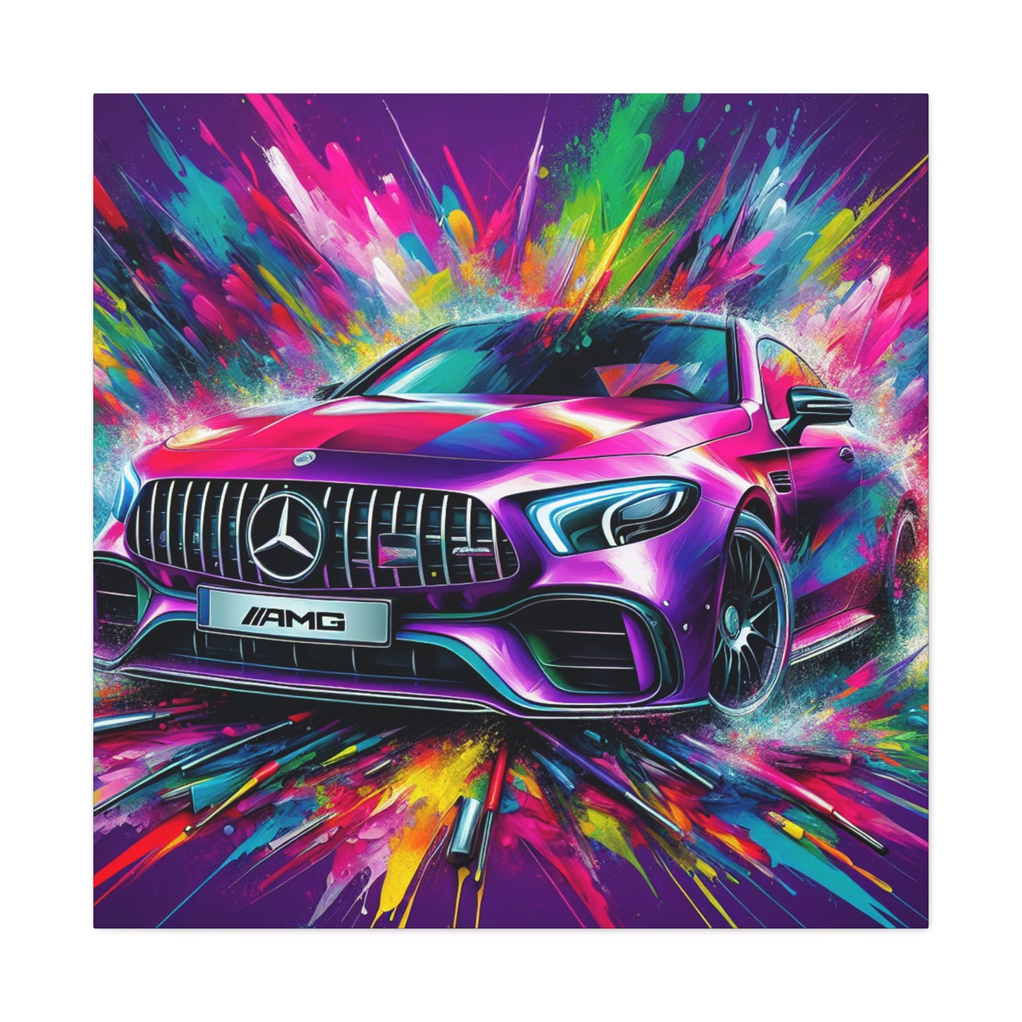 Luxurious Mercedes AMG Wall Art, High Quality Canvas Painting, Modern Home Decor, Unique Gift for Car Lovers, Edgy Office Artwork