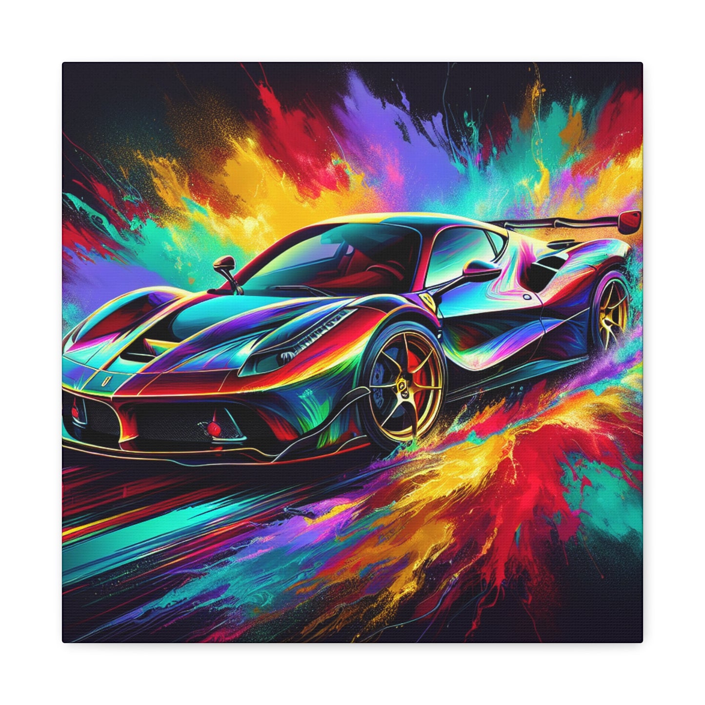 Ferrari Fine Art Canva Painting, Car Enthusiast Wall Decor, Hand-Painted Sports Car, Luxurious Home and Office Decoration, Unique Gift Idea