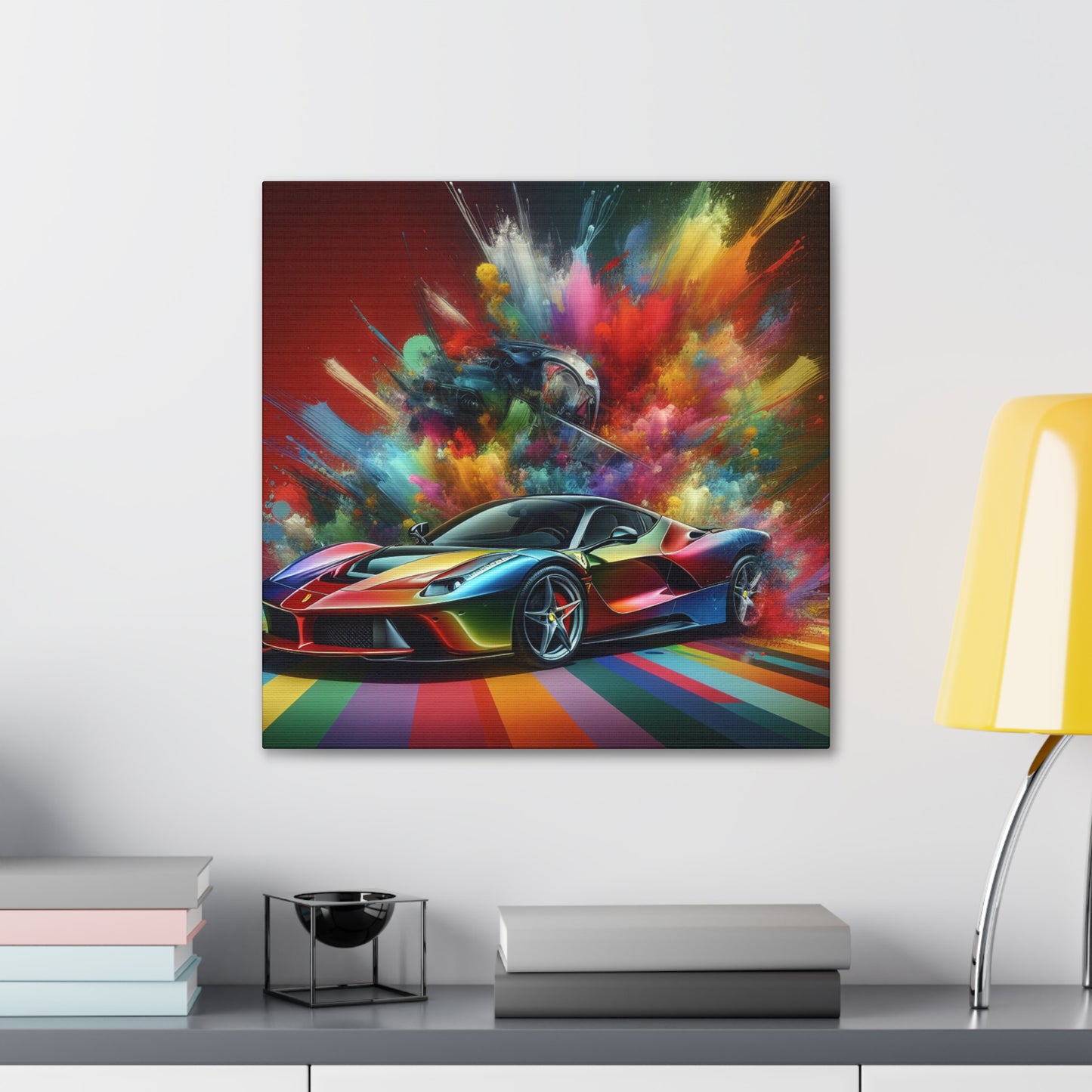 Ferrari Car Wall Art, Luxury Sports Car Canva Painting, Perfect Gift for Car Enthusiasts, Home and Office Decorative Piece, Collectible Artwork