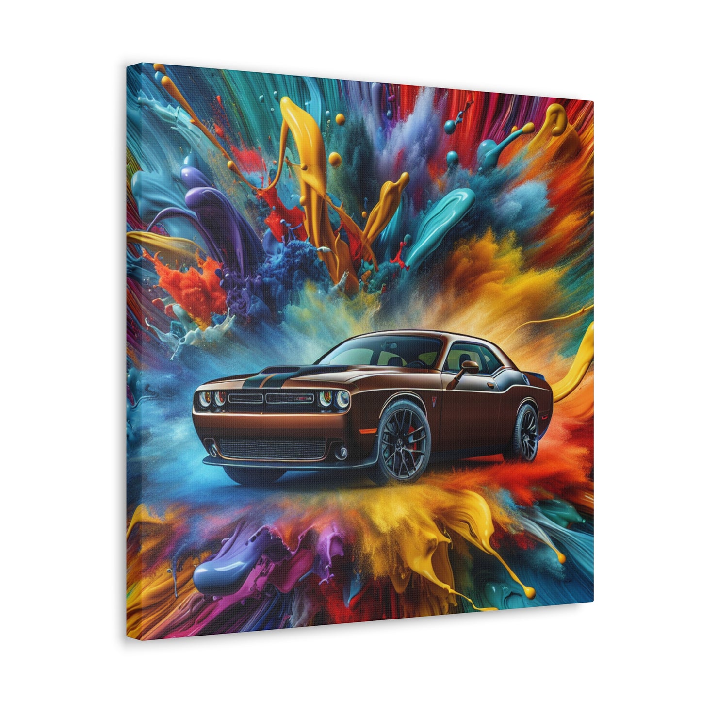 Dodge Challenger Wall Art, Classic Car Canva Painting, Home Decor, Handmade Garage Artwork, Office Decoration, Perfect Gift for Auto Enthusiasts