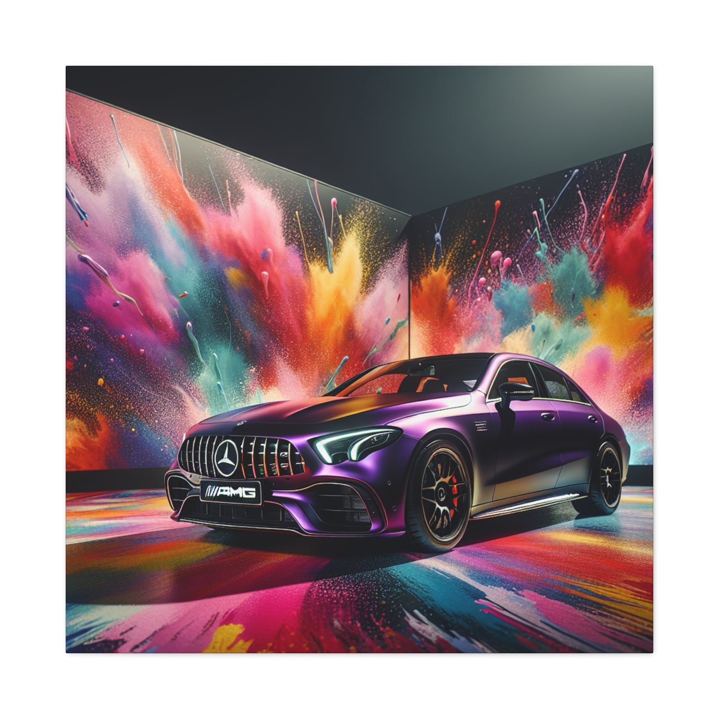 Mercedes AMG Wall Art, Handcrafted Canva Painting - Perfect for Auto Enthusiast, Car Decor, Man Cave, Home Office