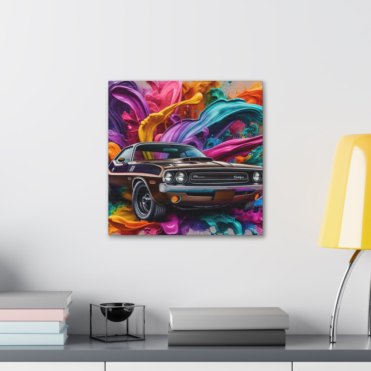 Dodge Challenger Wall Art, Car Canva Painting, Automotive Decor, Muscle Car Artwork, Classic Vehicle Illustration, Perfect for Man Cave, Garage or Office