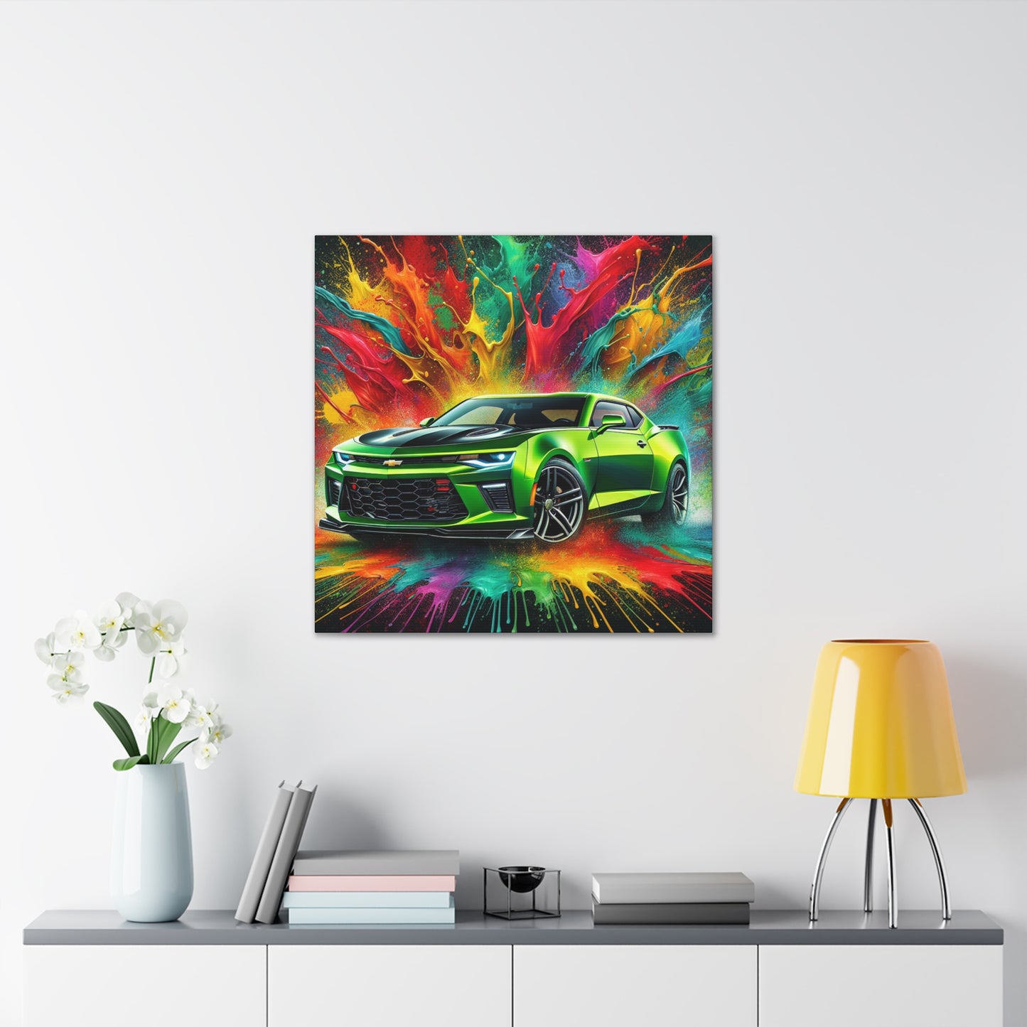 Chevrolet Camaro Artwork - Canva Painting, Wall Decor, Vintage Car Prints, Automotive Decor, Classic Car Lover - Ideal Gift for Car Enthusiasts