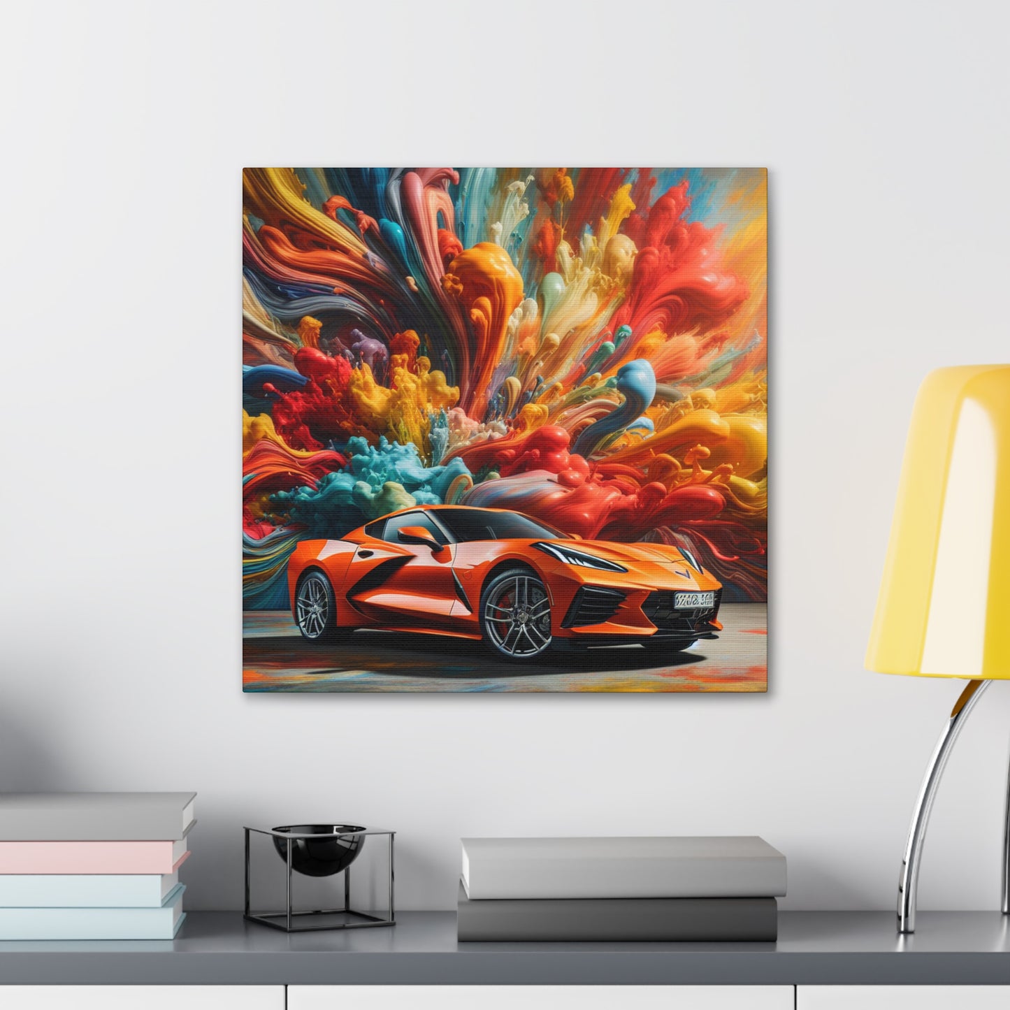 Chevrolet Corvette Canva Wall Art, Unique Car Design, Handmade Home Decor, Perfect Gift for Car Enthusiast, Quality Canvas Painting