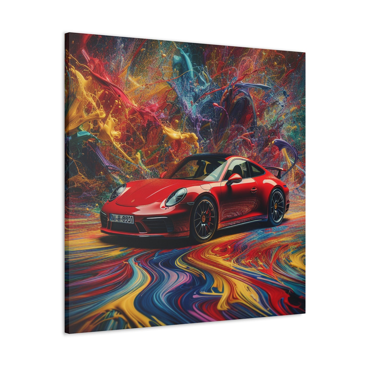 Porsche 911 Canva Painting, Handmade Car Artwork, Auto Wall Decor, Luxury Car Enthusiast and Collector Gift, Modern Home Office Decoration