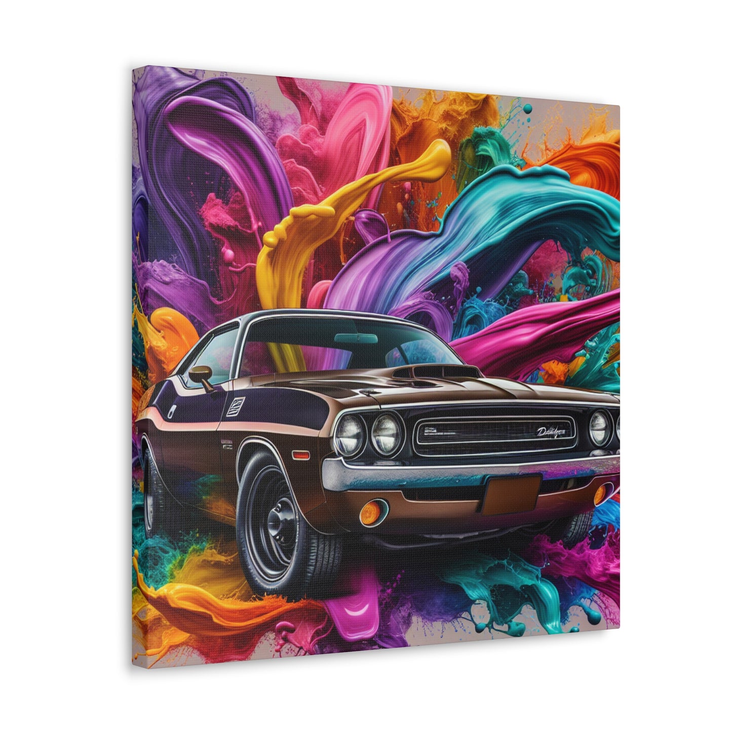 Dodge Challenger Wall Art, Car Canva Painting, Automotive Decor, Muscle Car Artwork, Classic Vehicle Illustration, Perfect for Man Cave, Garage or Office