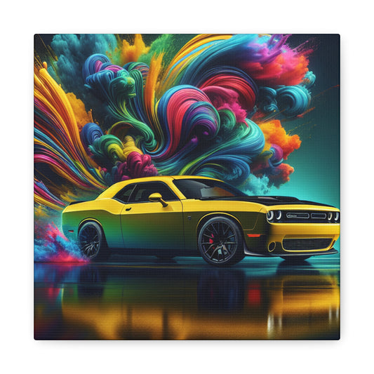 Vintage Dodge Challenger Wall Art, Classic Car Canva Painting, Unique Gift for Automobile Enthusiast, Man Cave Decor, Car Lover Wall Hanging